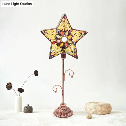 1-Light Acrylic Beaded Moroccan Night Light with Open Copper Top