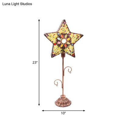 1-Light Acrylic Beaded Moroccan Night Light with Open Copper Top