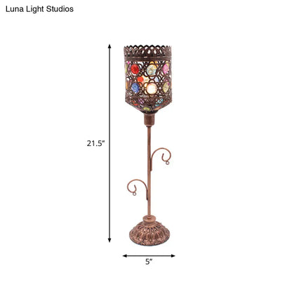 1-Light Acrylic Beaded Moroccan Night Light with Open Copper Top