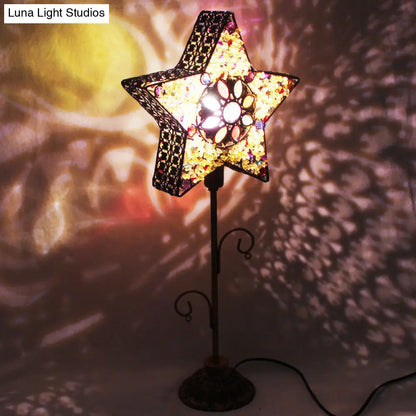 1-Light Acrylic Beaded Moroccan Night Light with Open Copper Top