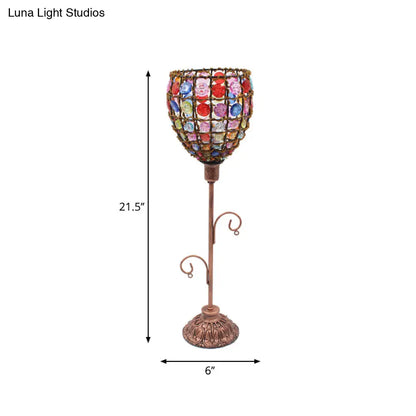 1-Light Acrylic Beaded Moroccan Night Light with Open Copper Top