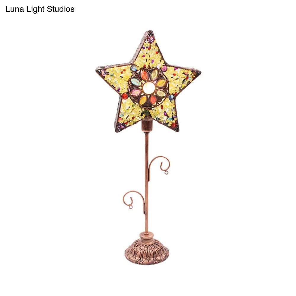 1-Light Acrylic Beaded Moroccan Night Light with Open Copper Top