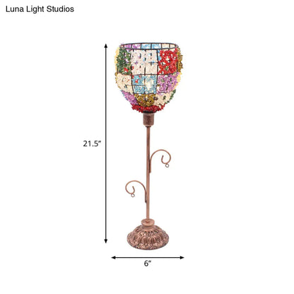 1-Light Acrylic Beaded Moroccan Night Light with Open Copper Top