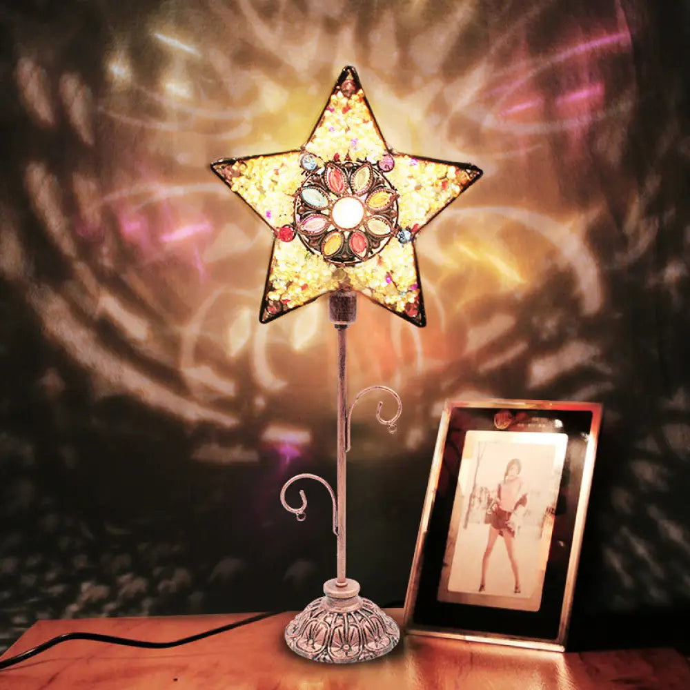 1-Light Acrylic Beaded Moroccan Night Light with Open Copper Top