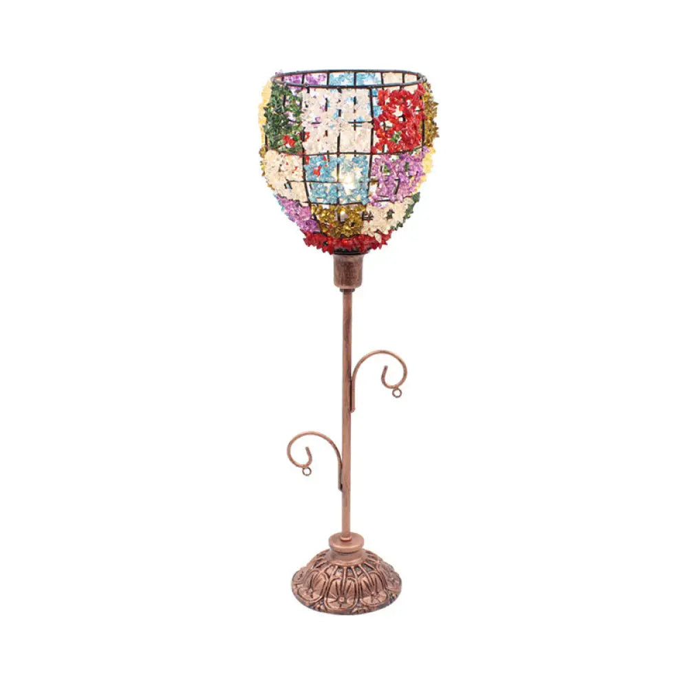 1-Light Acrylic Beaded Moroccan Night Light with Open Copper Top