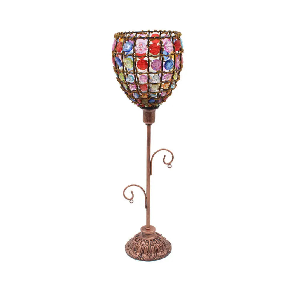 1-Light Acrylic Beaded Moroccan Night Light with Open Copper Top