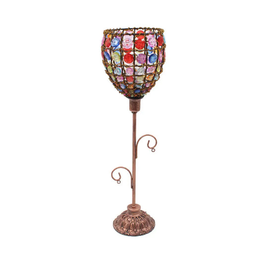 1-Light Acrylic Beaded Moroccan Night Light with Open Copper Top