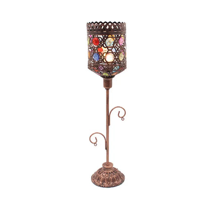 1-Light Acrylic Beaded Moroccan Night Light with Open Copper Top