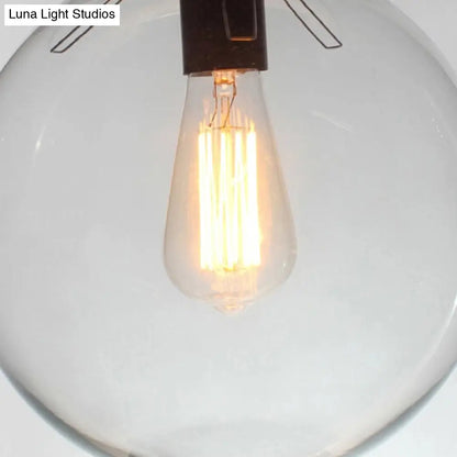 DecorBites™ DecorBites™ 1-Light Black Industrial Ceiling Light with Clear Glass Shade - Round Flush-mount Lamp for Cloth Shop