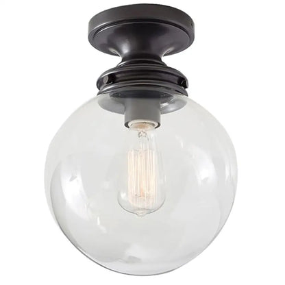 DecorBites™ DecorBites™ 1-Light Black Industrial Ceiling Light with Clear Glass Shade - Round Flush-mount Lamp for Cloth Shop