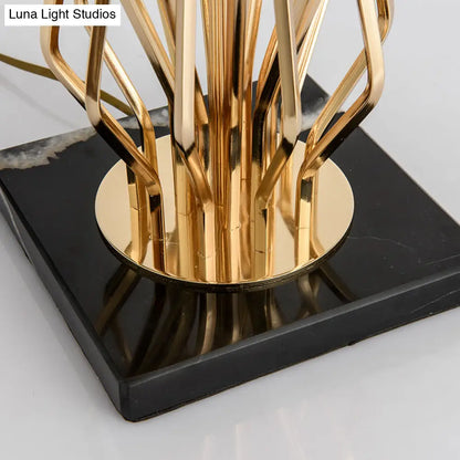 1-Light Black/White Task Table Lamp with Geometric Base for Bedroom