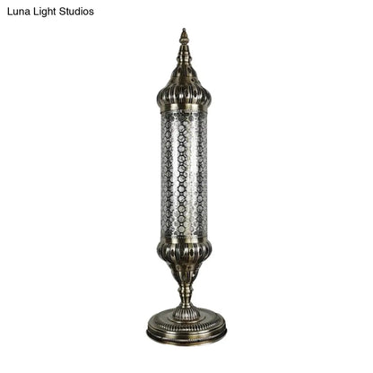 1-Light Bronze Metallic Turkey Style Cylinder Desk Lamp, 23.5"/31.5" High