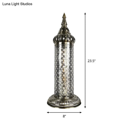 1-Light Bronze Metallic Turkey Style Cylinder Desk Lamp, 23.5"/31.5" High