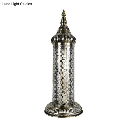 1-Light Bronze Metallic Turkey Style Cylinder Desk Lamp, 23.5"/31.5" High