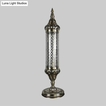 1-Light Bronze Metallic Turkey Style Cylinder Desk Lamp, 23.5"/31.5" High