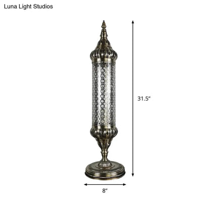 1-Light Bronze Metallic Turkey Style Cylinder Desk Lamp, 23.5"/31.5" High