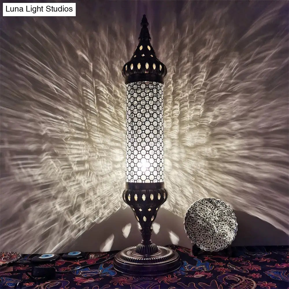 1-Light Bronze Metallic Turkey Style Cylinder Desk Lamp, 23.5"/31.5" High