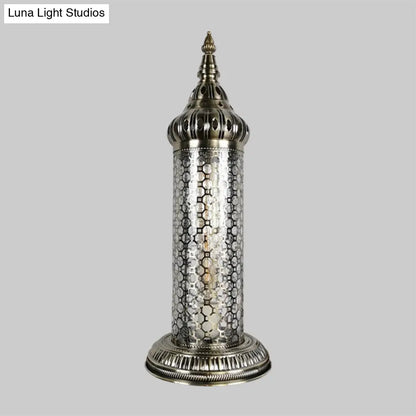 1-Light Bronze Metallic Turkey Style Cylinder Desk Lamp, 23.5"/31.5" High