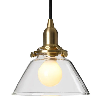 1-Light Clear Glass Cone Pendant Lamp – Industrial Minimalist Style for Living Room