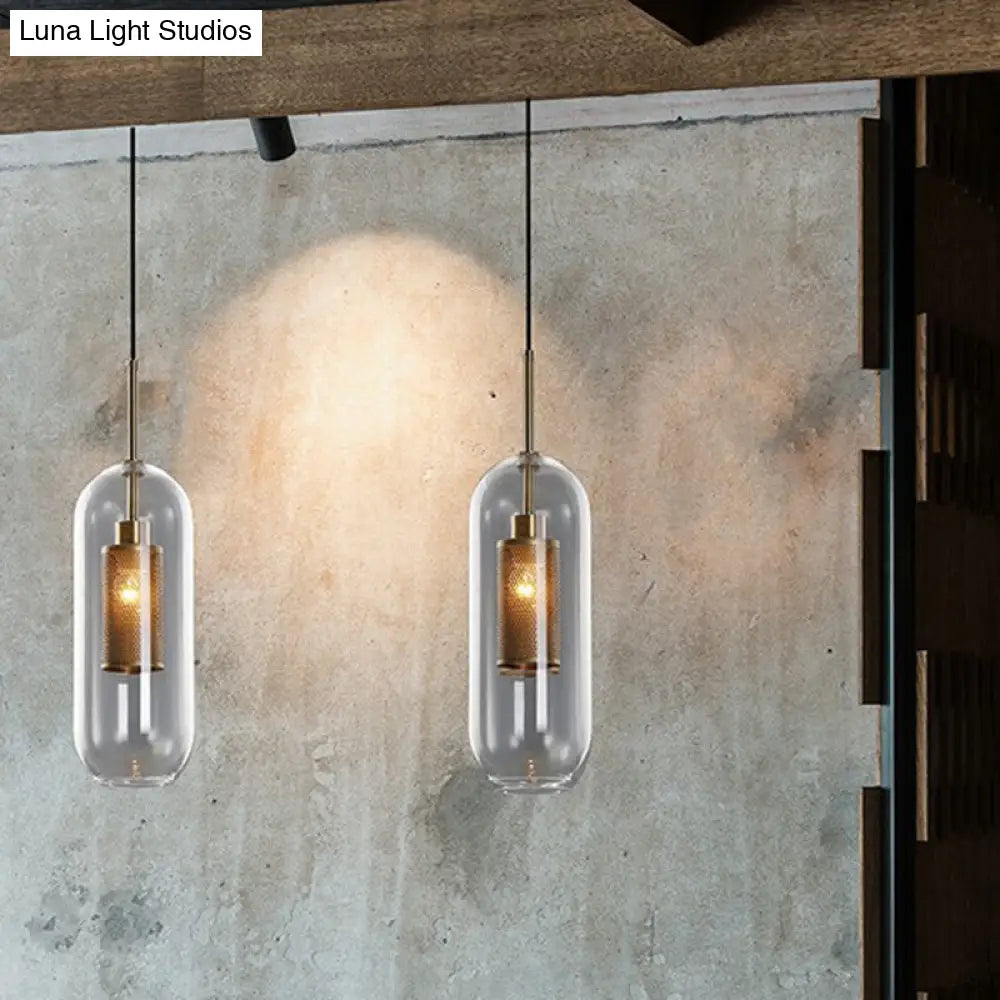 1-Light Clear Glass Shade Pendant - Simple and Stylish Hanging Light Fixture for Restaurants