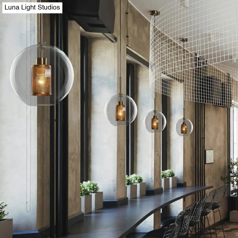 1-Light Clear Glass Shade Pendant - Simple and Stylish Hanging Light Fixture for Restaurants