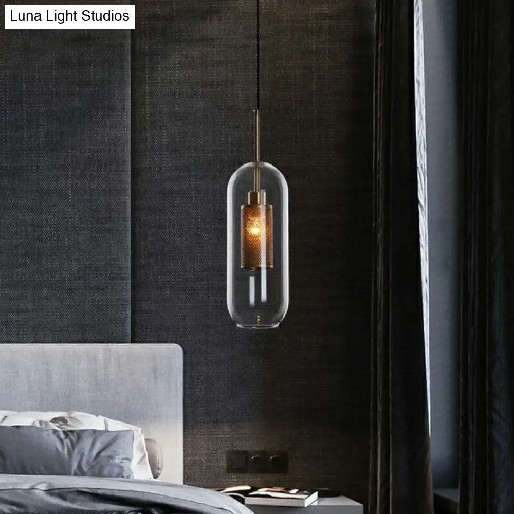 1-Light Clear Glass Shade Pendant - Simple and Stylish Hanging Light Fixture for Restaurants