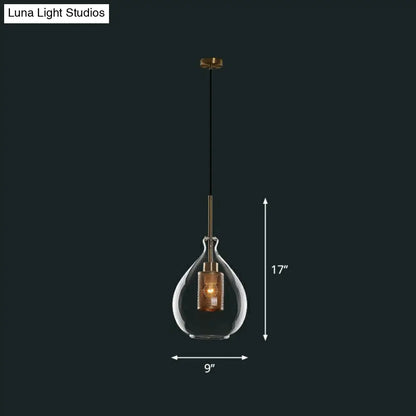 1-Light Clear Glass Shade Pendant - Simple and Stylish Hanging Light Fixture for Restaurants