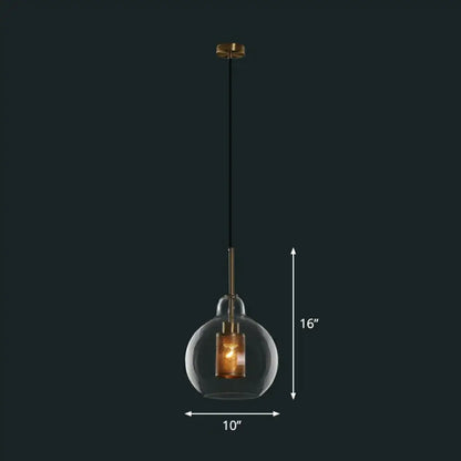 1-Light Clear Glass Shade Pendant - Simple and Stylish Hanging Light Fixture for Restaurants