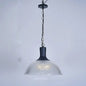 1-Light Clear Ribbed Glass Dome Pendant Light for Living Room - Factory Hanging Lighting Kit