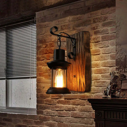 Lámpara industrial de pared de 1 luz con pantalla de cristal transparente - Ideal para restaurantes