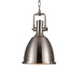 1-Light Industrial Pendant Lamp with Nickel/Copper Finish, Metal Dome Shade, Chain & Glass Diffuser