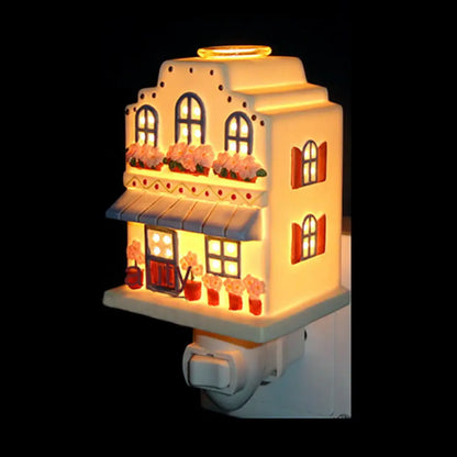 Aplique de pared de cerámica Light Lodge con diseño de faro - Rosa/Blanco/Amarillo