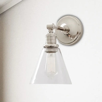 Aplique metálico de 1 luz con globo/cono negro/cromado para montaje en pared de dormitorio industrial