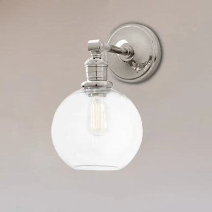 Aplique metálico de 1 luz con globo/cono negro/cromado para montaje en pared de dormitorio industrial