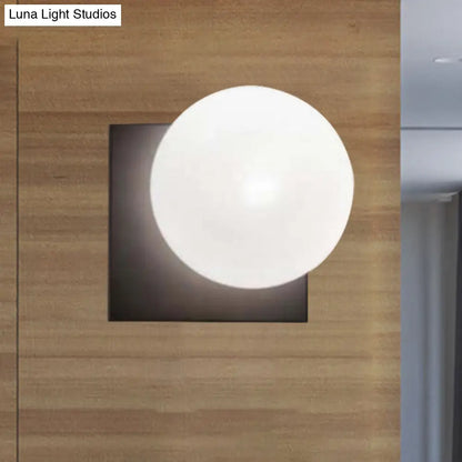 DecorBites™ DecorBites™ 1 Light Modern Wall Sconce with White Glass Shade, Black Ball Mounted Fixture