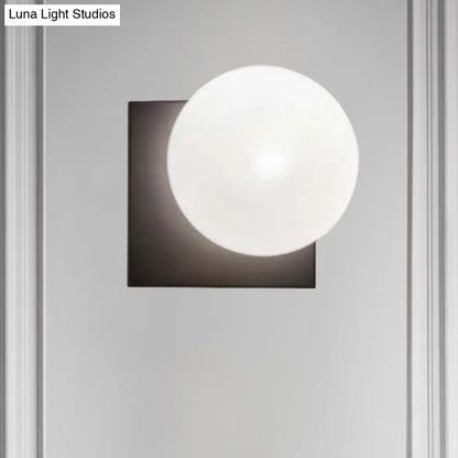 DecorBites™ DecorBites™ 1 Light Modern Wall Sconce with White Glass Shade, Black Ball Mounted Fixture