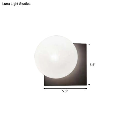 DecorBites™ DecorBites™ 1 Light Modern Wall Sconce with White Glass Shade, Black Ball Mounted Fixture