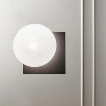 DecorBites™ DecorBites™ 1 Light Modern Wall Sconce with White Glass Shade, Black Ball Mounted Fixture