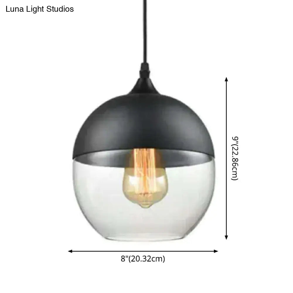 1 Light Pendant Lighting Retro Industrial Style Glass Pendant Ceiling Lights for Restaurant