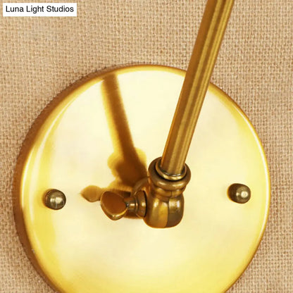 1-Light Saucer Shade Wall Sconce with Swing Arm - Industrial Brass/Bronze Finish and Frosted Glass Lamp