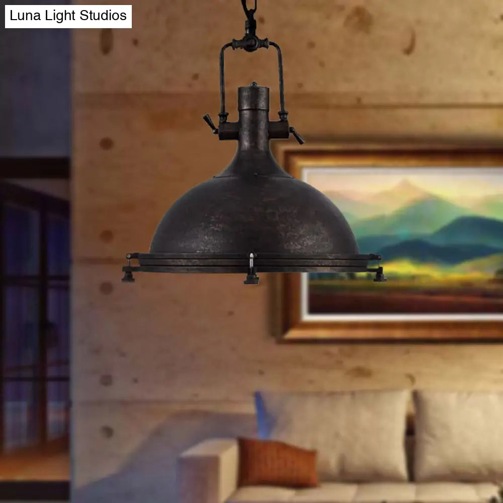 1 Light Vintage Style Iron Ceiling Pendant in Aged Silver/Bronze/Rust for Coffee Shops