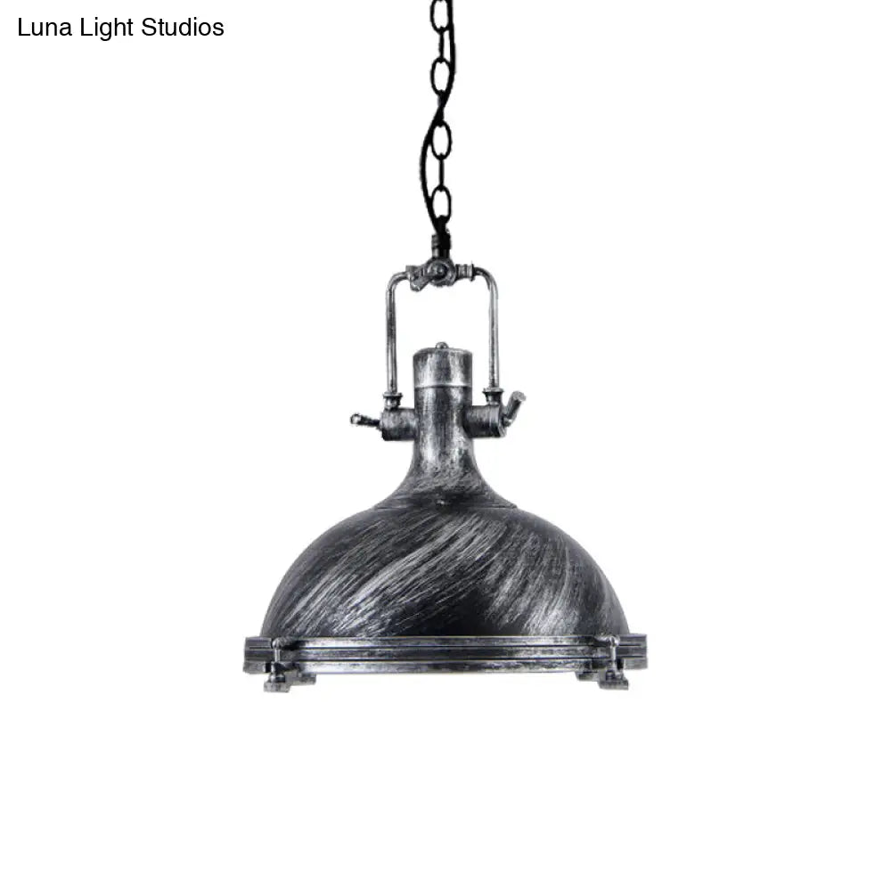 1 Light Vintage Style Iron Ceiling Pendant in Aged Silver/Bronze/Rust for Coffee Shops