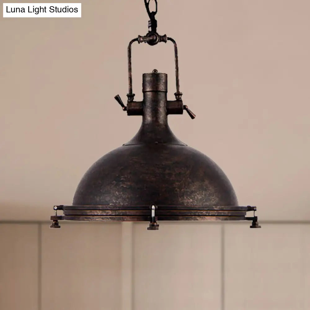 1 Light Vintage Style Iron Ceiling Pendant in Aged Silver/Bronze/Rust for Coffee Shops