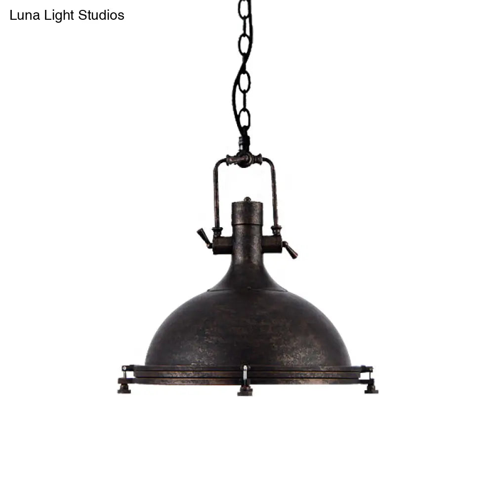 1 Light Vintage Style Iron Ceiling Pendant in Aged Silver/Bronze/Rust for Coffee Shops