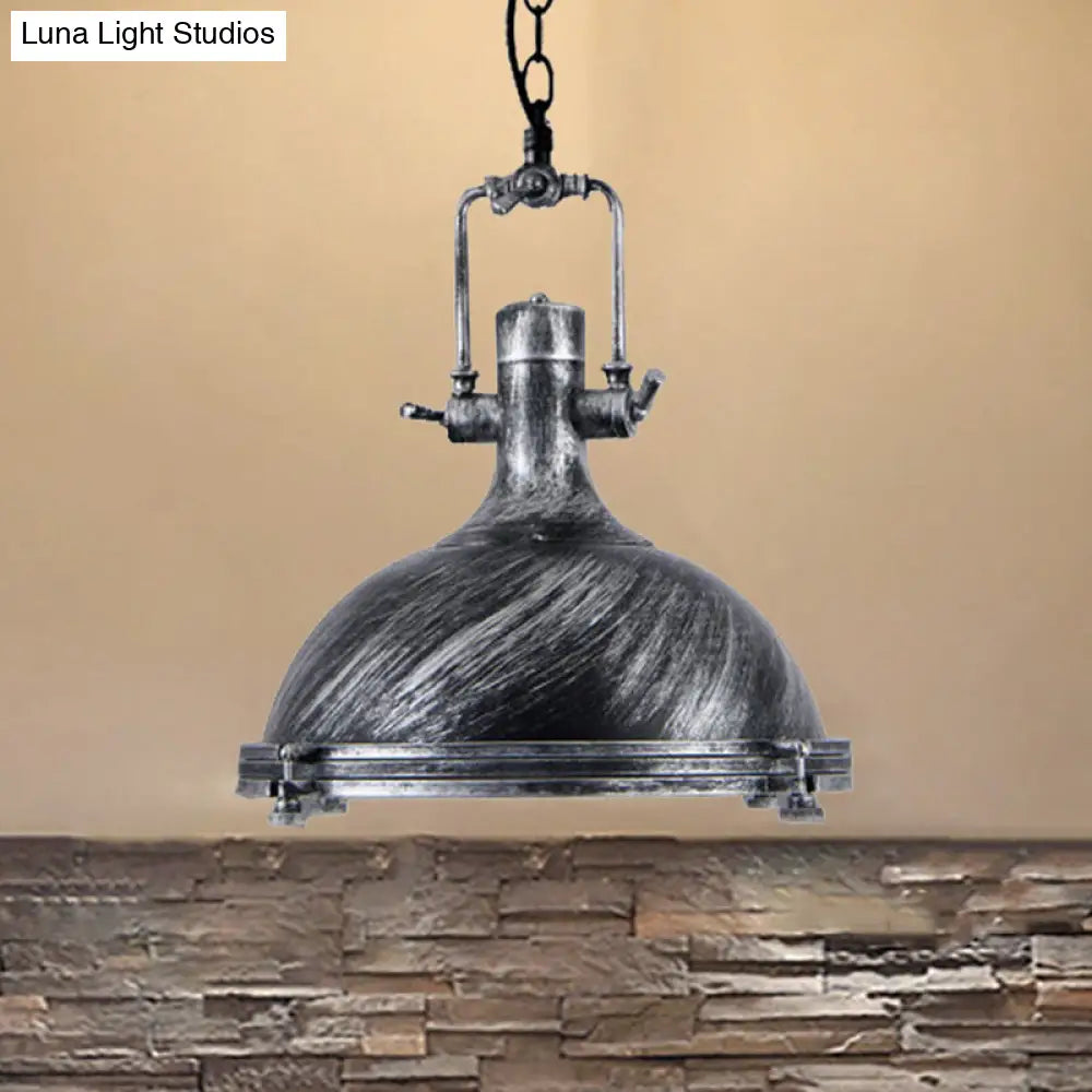 1 Light Vintage Style Iron Ceiling Pendant in Aged Silver/Bronze/Rust for Coffee Shops