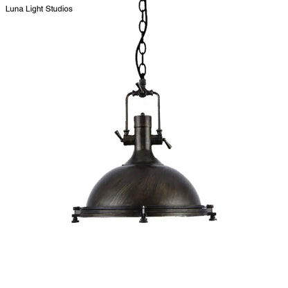 1 Light Vintage Style Iron Ceiling Pendant in Aged Silver/Bronze/Rust for Coffee Shops