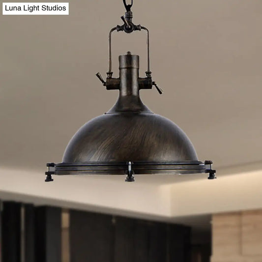 1 Light Vintage Style Iron Ceiling Pendant in Aged Silver/Bronze/Rust for Coffee Shops