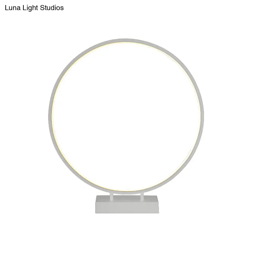 10", 12", 16" Dia Ring Desk Lamp - Simplicity Acrylic LED Light - Black/White - Warm/White Light