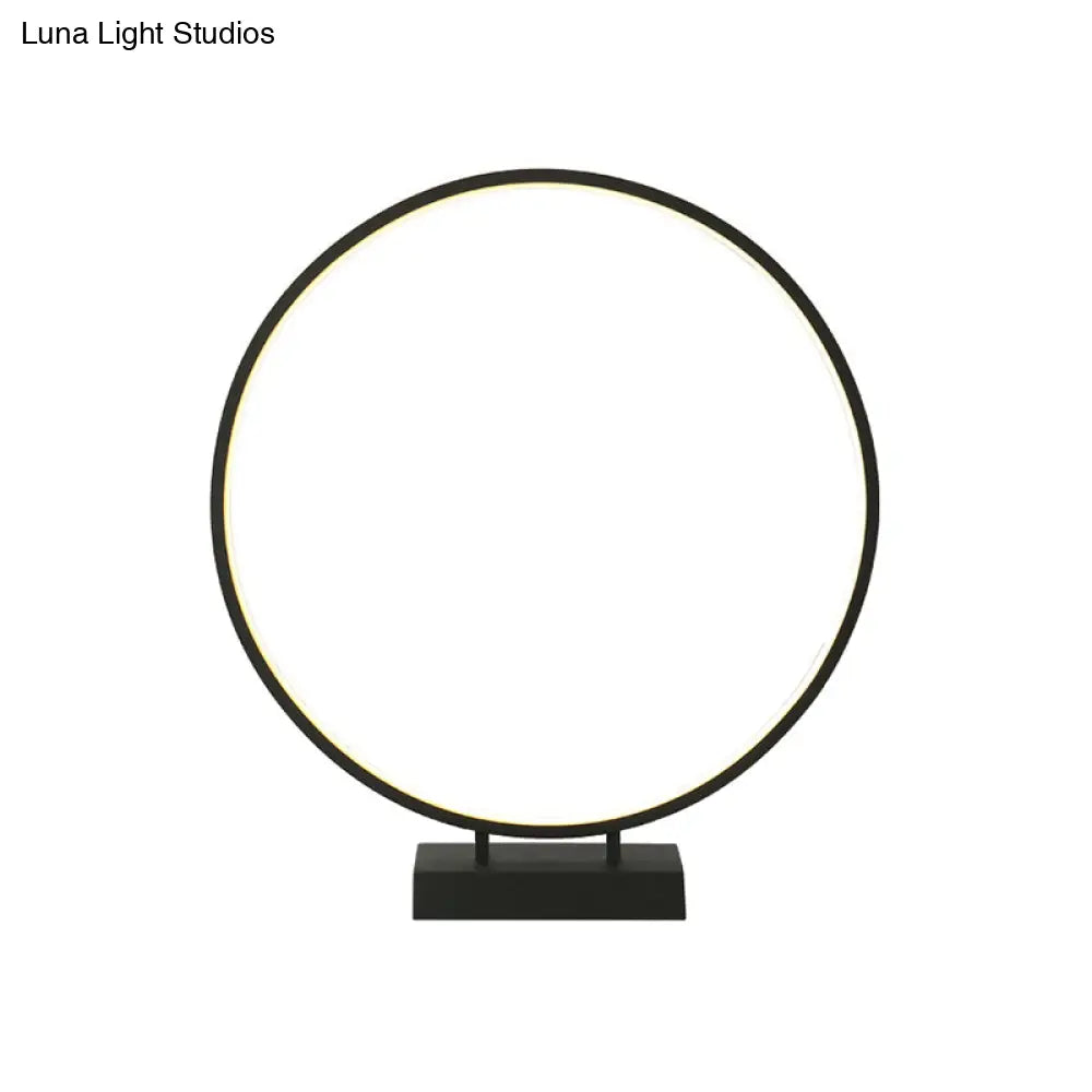 10", 12", 16" Dia Ring Desk Lamp - Simplicity Acrylic LED Light - Black/White - Warm/White Light