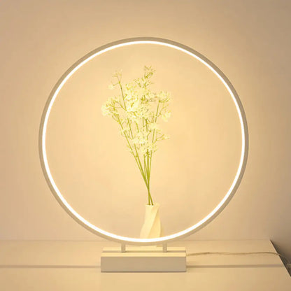 Lámpara de escritorio circular de 10", 12" o 16" de diámetro - Luz LED acrílica Simplicity - Negro/Blanco - Luz cálida/blanca